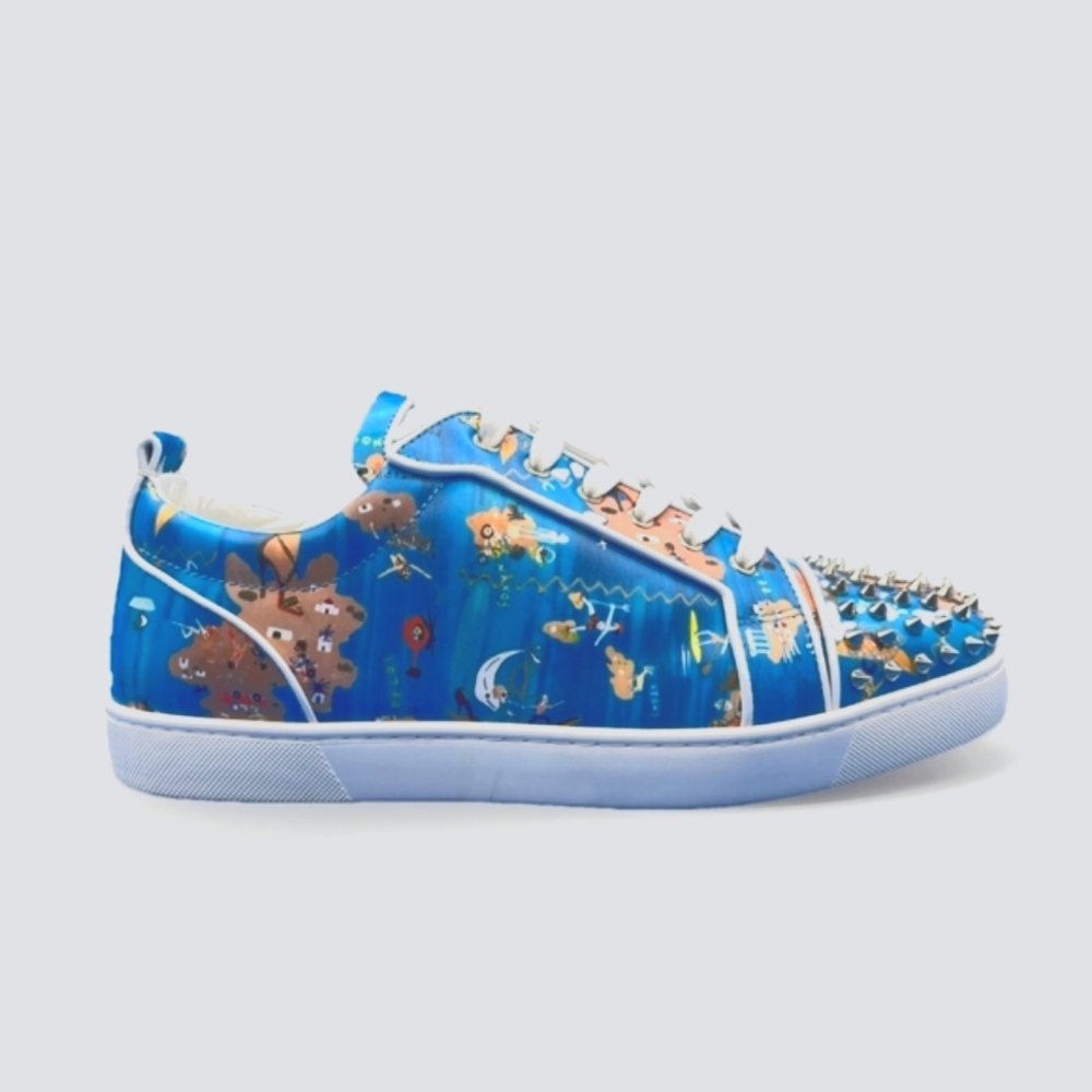 Christian Louboutin Louis Junior Spikes Odissey Greek Islands Print Size 45 NEW